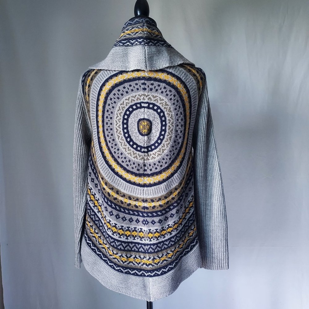 A.GIANNETTI Wool Blend Circle Open Front Cardigan Sweater Multicolor
